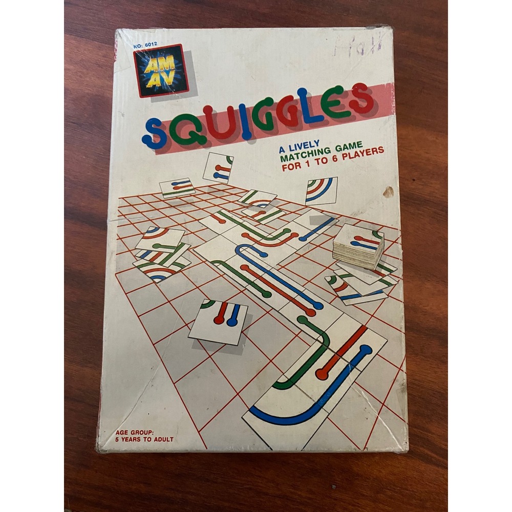 Vintage 1988 AMAV Squiggles Matching Board Game No 6012 Retro 80s Family Game